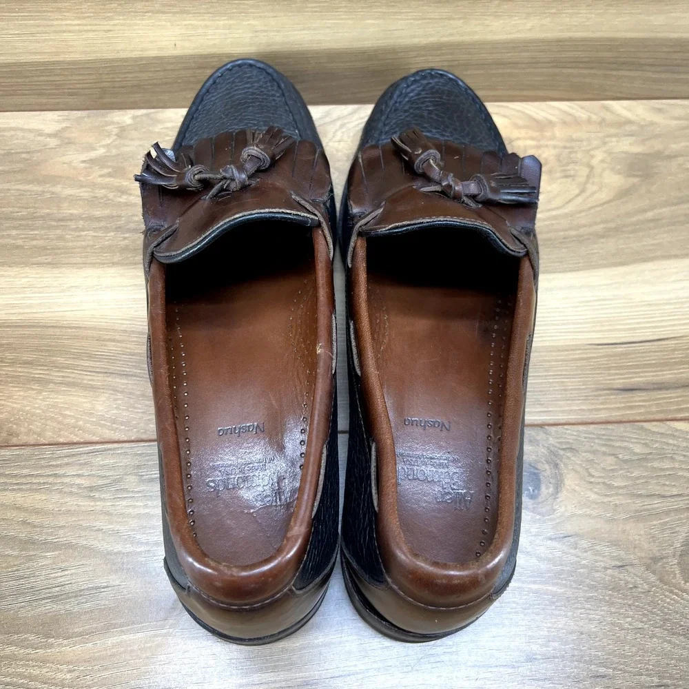 Allen Edmonds Mens 9.5 D Nashua Black Brown Kiltie Tassel Dress Loafers